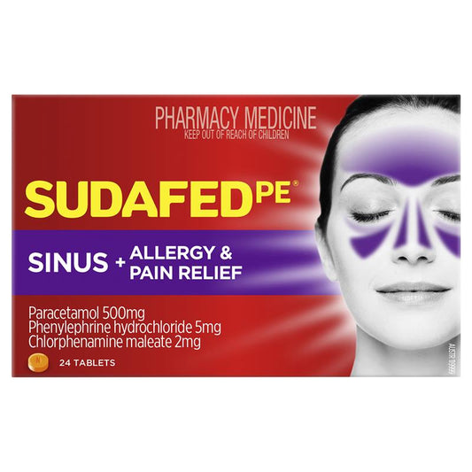 Sudafed PE Sinus + Allergy & Pain Relief Tablets - 24 Pack-Auzzi Store