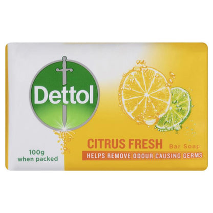 Dettol Citrus Fresh Bar Soap 3-Pack 100g – Germ Protection & Moisturizing