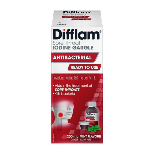 Difflam Plus Ready To Use Sore Throat Gargle - Mint Flavor 200ml-Auzzi Store