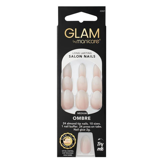Glam By Manicare Ombre Medium Almond Press On Nails Fashion Kit - 24pc