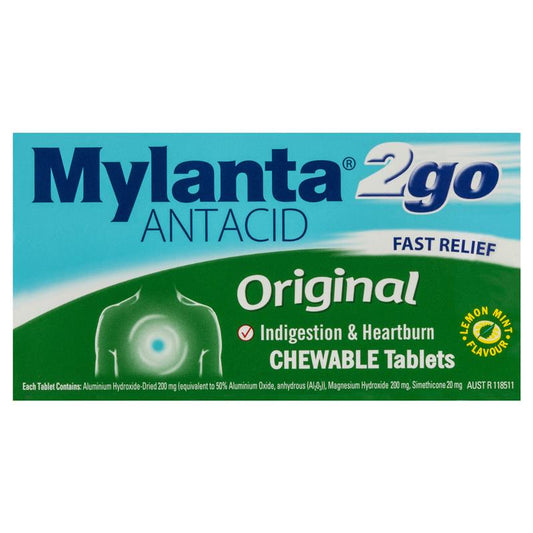 Mylanta 2Go Antacid Original Tablets Lemon Mint 100 Pack - Fast Relief for Indigestion-Auzzi Store