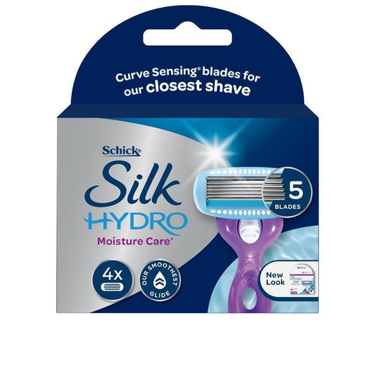 Schick Hydro Silk 4-Pack Shave Refills – 5-Curve Hydrating Blades with Shea Butter