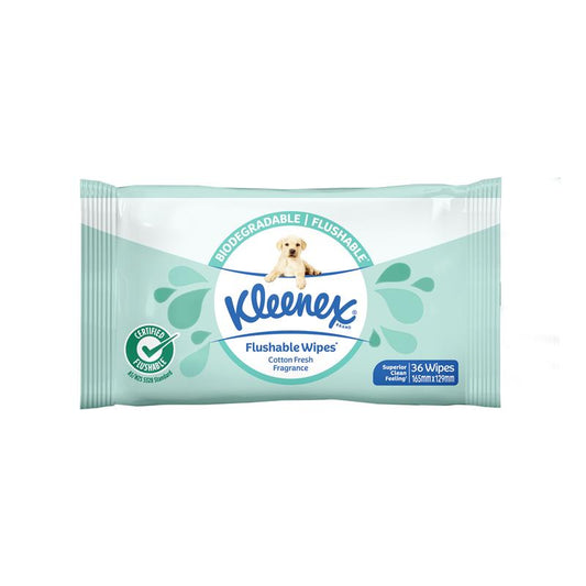 Kleenex Flushable Wipes Cotton Fresh - 36 Wipes for a Refreshing Clean-Auzzi Store
