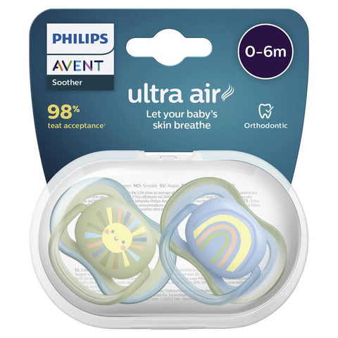 Avent Ultra Air Soother 0-6 Months - Deco Mixed 2 Pack - Auzzistore