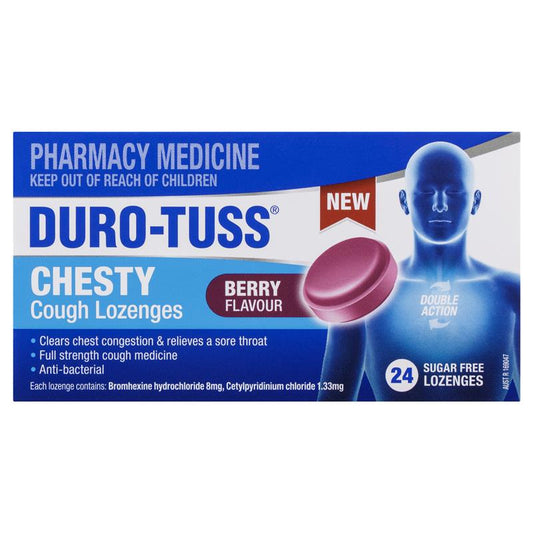 DURO-TUSS Chesty Cough Lozenges - Berry Flavor 24 Lozenges - Auzzi Store