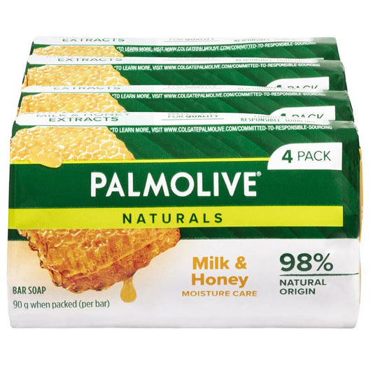 Palmolive Naturals Replenishing Bar Soap Milk & Honey 4 x 90g - Moisture Care for Your Skin-Auzzi Store