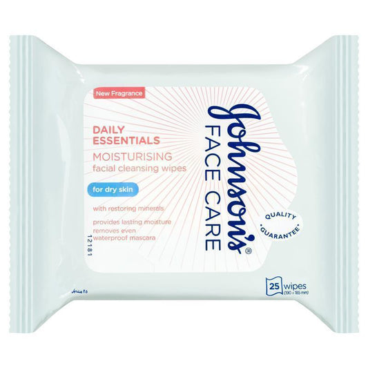 Johnson's Face Care Moisturising Facial Cleansing Wipes for Dry Skin - 25 Pack-Auzzi Store