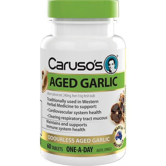 Caruso's One a Day Aged Garlic Odourless 60 Tablets - Immune & Cardiovascular Support - Auzzi Store