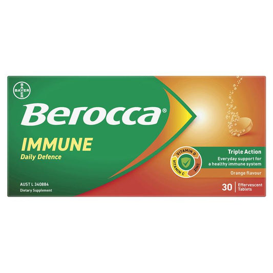 Berocca Immune Daily Defence Orange 30 Effervescent Tablets - Boost Your Immunity