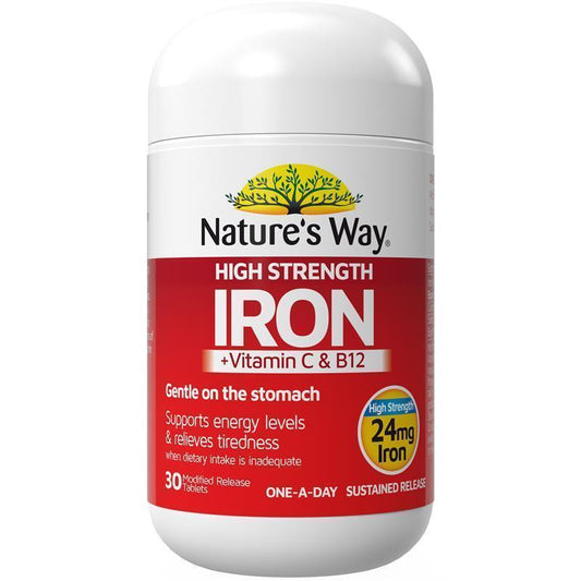 Nature's Way High Strength Iron 30 Tablets - Energy Support - Auzzistore