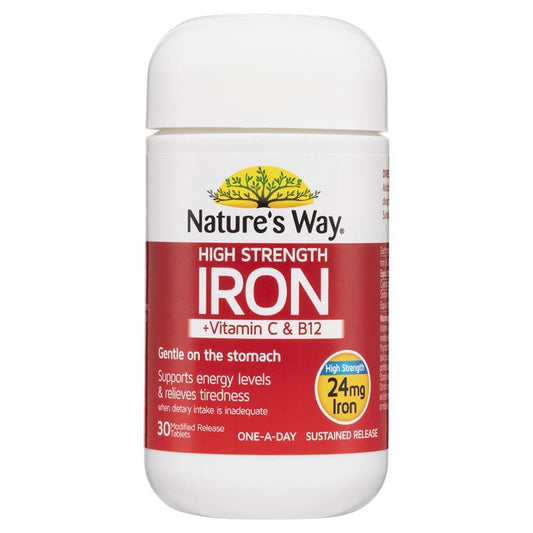 Nature's Way High Strength Iron 30 Tablets - Energy Support