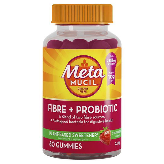 Metamucil Fiber + Probiotic Gummies, 60 Pack - Strawberry