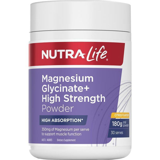 Nutra-Life Magnesium Glycinate+ High Strength Powder - 180g Citrus Flavor