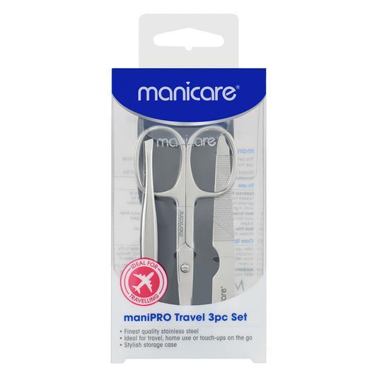 Manicare ManiPRO Travel Set - 3pc Stainless Steel Grooming Kit