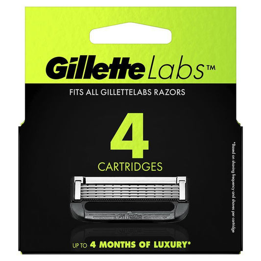 Gillette Labs 4-Pack Razor Cartridges – Compatible with Exfoliating & Heated Razors