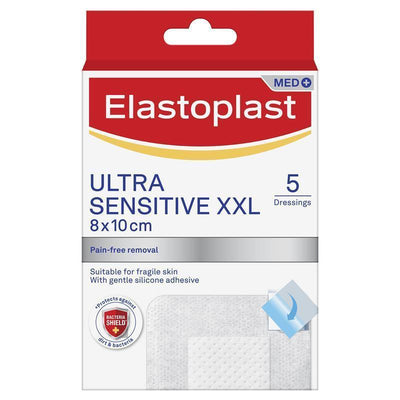 Elastoplast Ultra Sensitive Dressing XXL 8 x 10cm 5 Pack - Gentle Care for Sensitive Skin