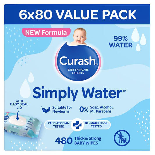 Curash Simply Water Wipes - 6 x 80 Pack for Gentle Baby Care – view 2 - Auzzistore
