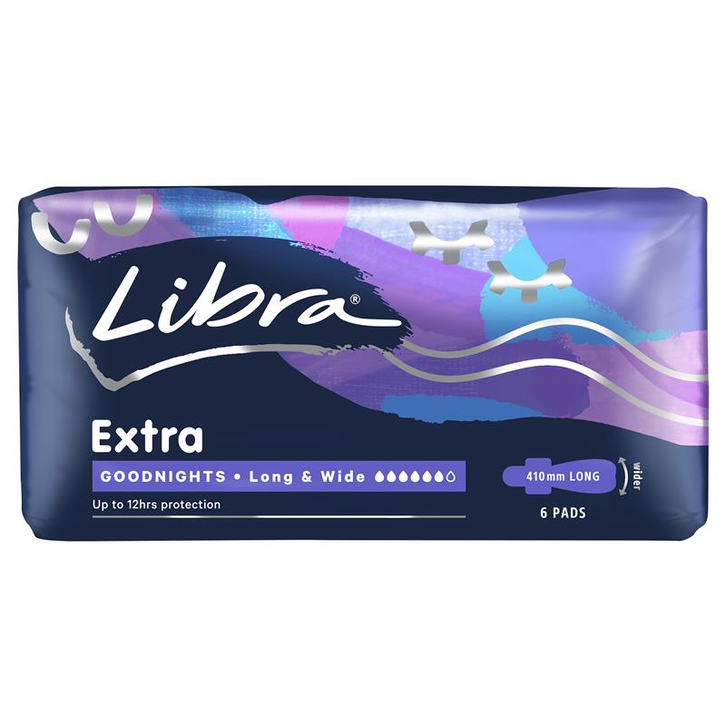 Libra Goodnights Extra Long & Wide Pads with Wings - 6 Pads