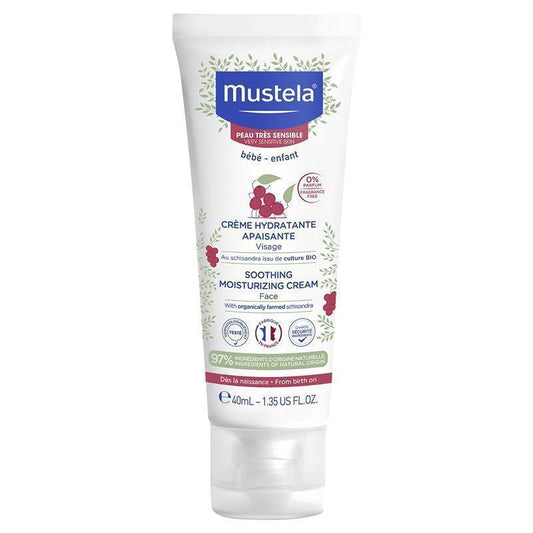 Mustela Soothing Moisturising Face Cream 40ml - Fragrance-Free for Sensitive Skin - Auzzi Store