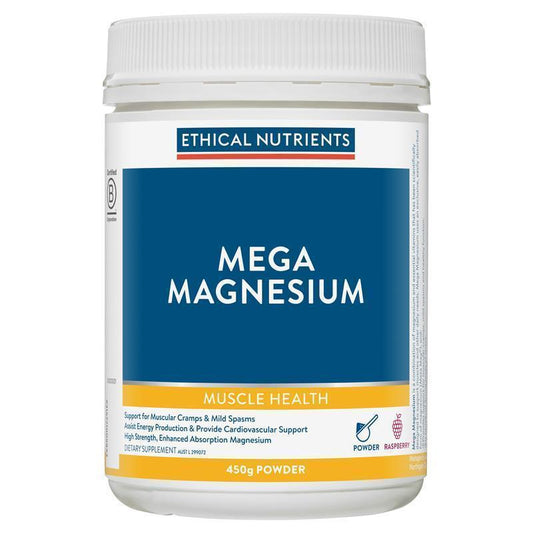 Ethical Nutrients Mega Magnesium Glycinate Powder 450g Raspberry