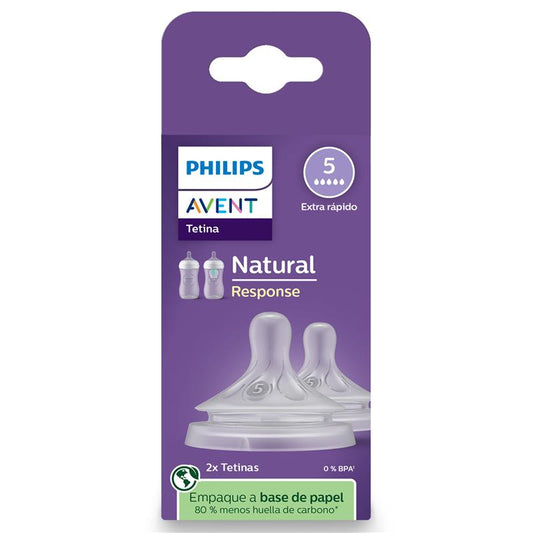 Avent Natural Response Teats 6 Month+ Flow 5 - 2 Pack