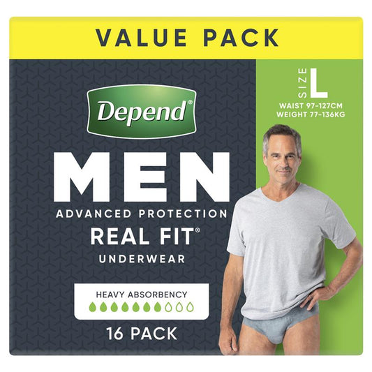 Depend Real Fit Men’s Disposable Underwear Large 16 Pack – 12H Leak Protection – view 2