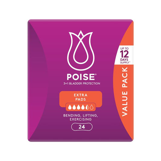 Poise Pads Extra 24 Bulk Pack - Discreet Bladder Leakage Protection - Auzzi Store