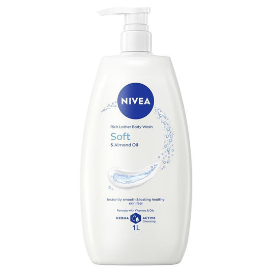 NIVEA Rich Moisture Body Wash with Almond Oil 1L, pH Balanced - Auzzistore