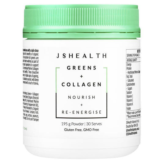 JSHEALTH Greens + Collagen Powder 195g - Natural Wellness Boost - Auzzistore
