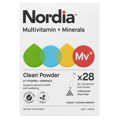 Nordia Multivitamin & Mineral Powder, 28 Unflavoured Sachets