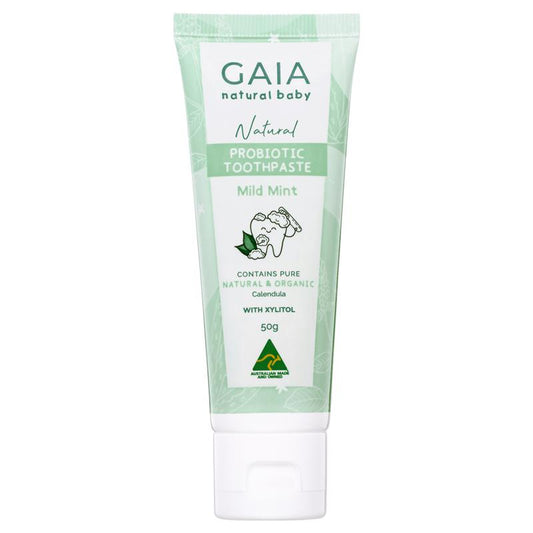 Gaia Natural Baby Probiotic Toothpaste Mild Mint 50g - Fluoride-Free Oral Care