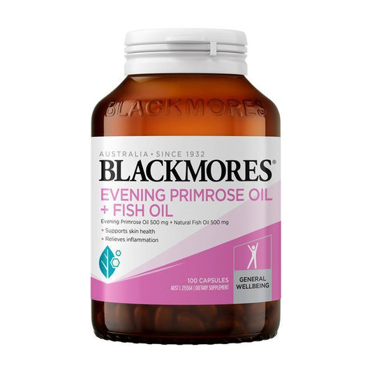 Blackmores Evening Primrose & Fish Oil 100 Capsules – Omega-3/6, Halal