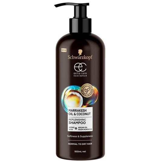 Schwarzkopf Extra Care Marrakesh Oil & Coconut Replenishing Shampoo 950ml - Nourishing Formula for Dry Hair