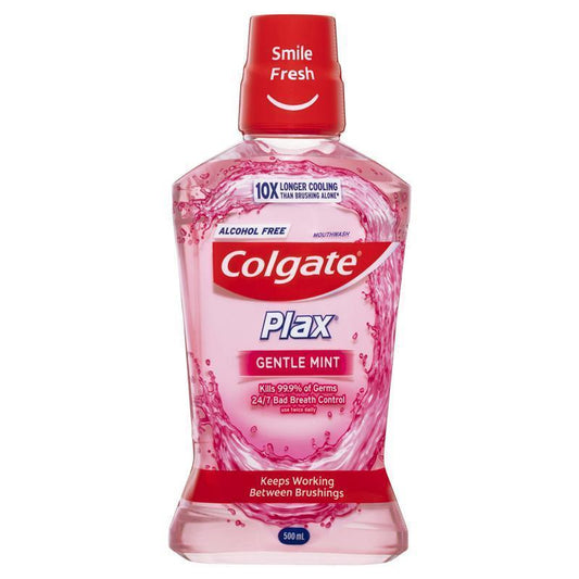 Colgate Plax Alcohol-Free Antibacterial Mouthwash - Gentle Mint 500mL-Auzzi Store