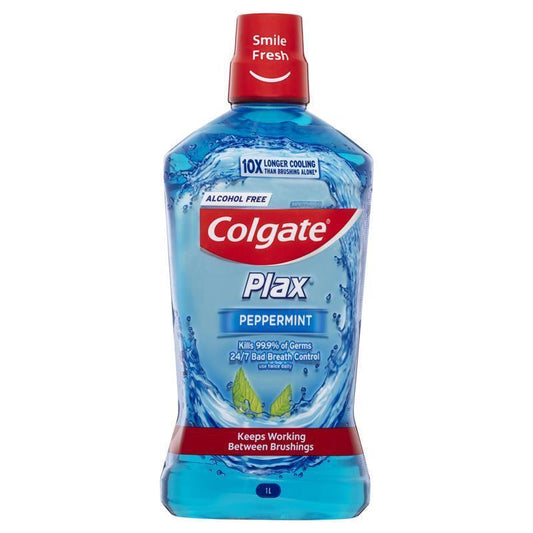 Colgate Plax Alcohol-Free Antibacterial Mouthwash - Peppermint 1L-Auzzi Store