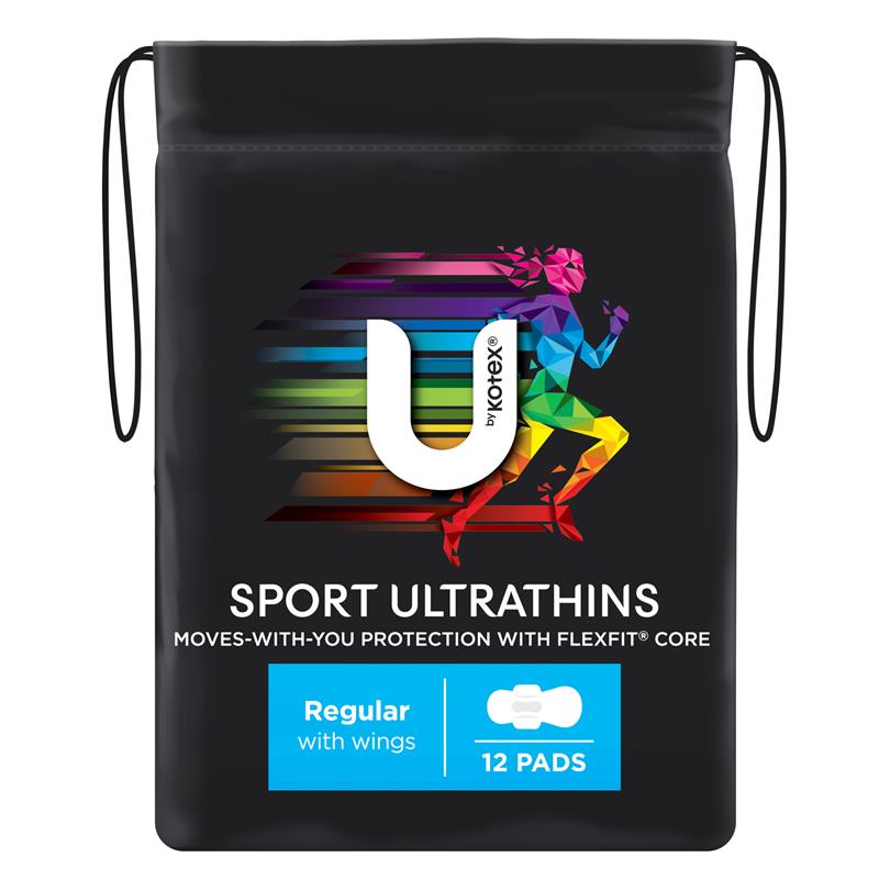 U by Kotex Sport Ultrathins Regular Wing Pads – 12-Pads