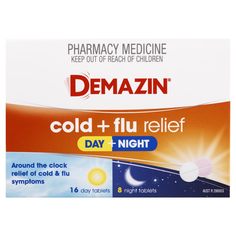 Demazin Cold & Flu Relief Day + Night - 24 Tablets - Auzzi Store