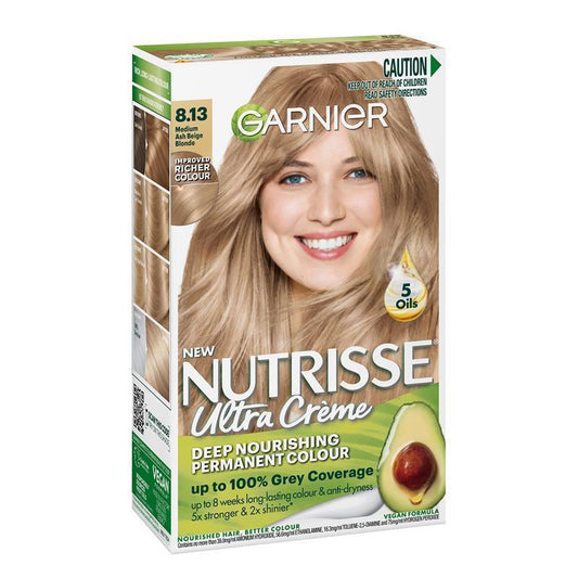 Garnier Nutrisse Pearly Blondes 8.13 Medium Ash Beige Blonde - Permanent Hair Colour - Auzzi Store