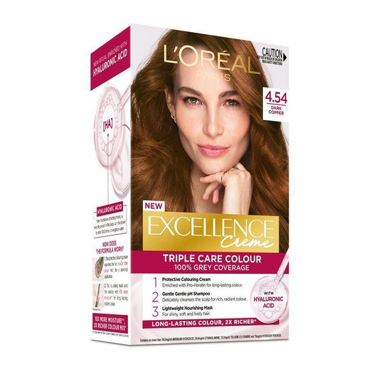 L'Oreal Excellence Crème 4.54 Dark Copper - 100% Grey Coverage