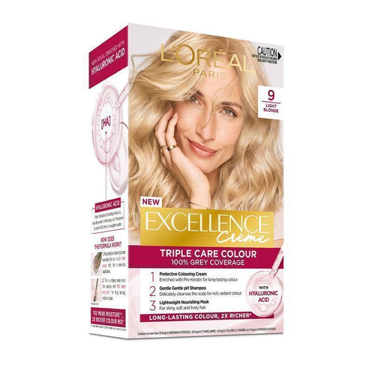 L'Oreal Excellence Creme 9 Light Blonde Hair Colour - 1 Pack - Auzzi Store
