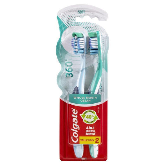 Colgate 360 Whole Mouth Clean Soft Toothbrush 2-Pack-Auzzi Store