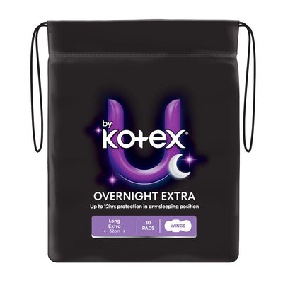 U by Kotex Overnight Extra Pads with 3D Leak Barrier - 10 Pads