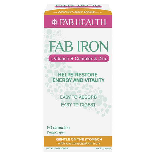 Fab Iron B Complex Zinc 60 Vegan Capsules – Easy Absorption – view 2