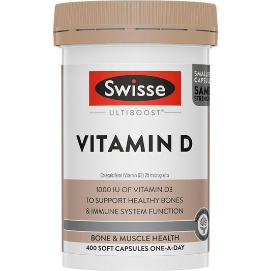 Swisse Ultiboost Vitamin D3 400 Capsules – Bone & Immune Support