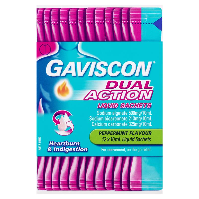 Gaviscon Dual Action Liquid Sachets - Peppermint, 12 Pack - Auzzi Store