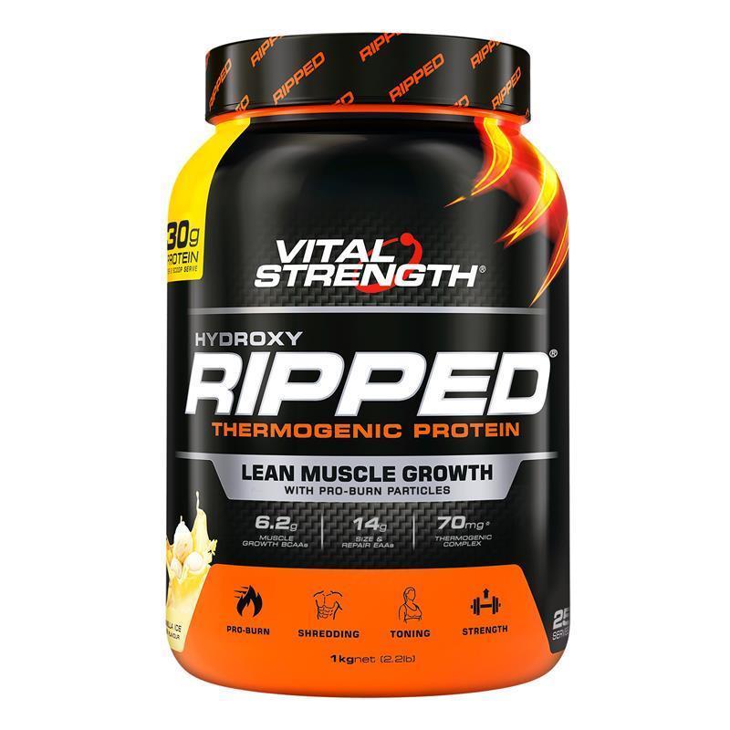 Vital Strength Hydroxy Ripped Thermogenic Protein Powder - Vanilla 1kg-Auzzi Store