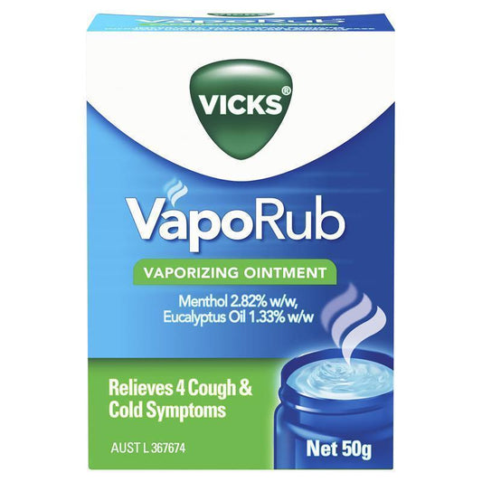 Vicks VapoRub Ointment Decongestant Chest Rub 50g - Soothe Cough and Congestion-Auzzi Store