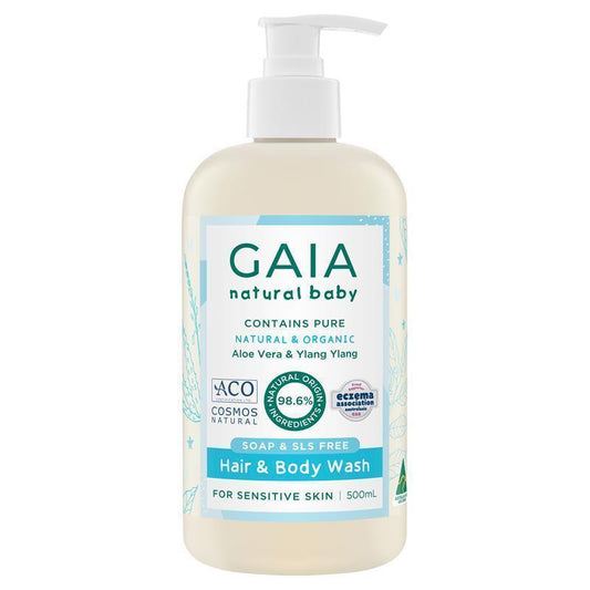 Gaia Natural Baby Hair & Body Wash 500ml - Gentle 2-in-1 Cleanser-Auzzi Store
