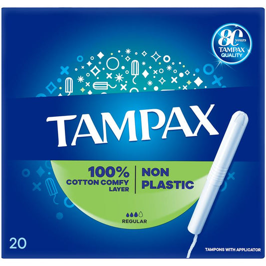 Tampax Regular Applicator Tampons, 20 Count, Medium Flow - Auzzistore