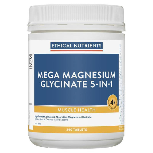 Ethical Nutrients Magnesium Glycinate 240 Tablets – Muscle & PMS Support - Auzzistore
